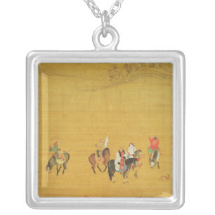 Kublai Khan  Hunting, Yuan dynasty Silver Plated Necklace