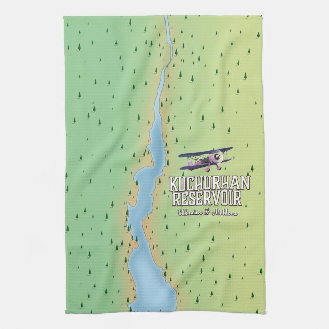 Kuchurhan reservoir Ukraine & Moldova Map Kitchen Towel (Vertical)