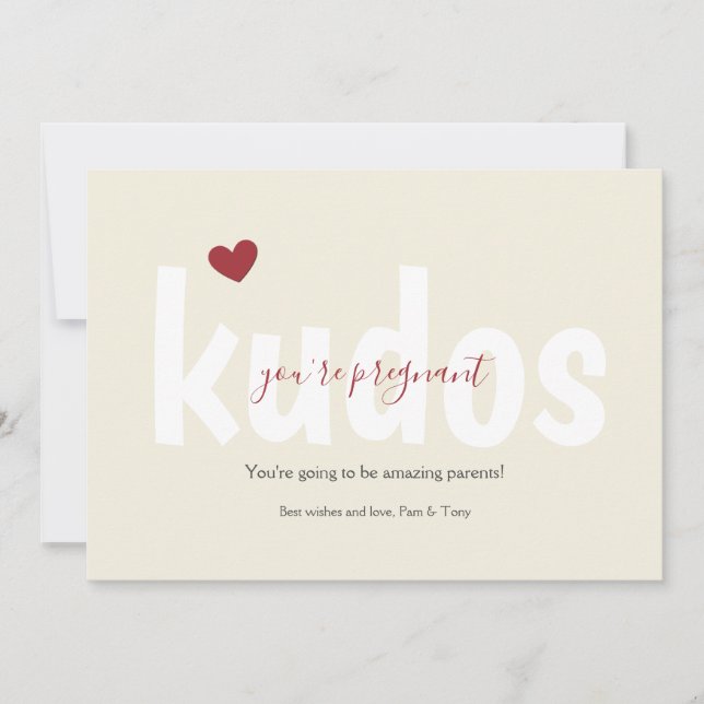 Kudos You're Pregnant Congratulations Card (Front)