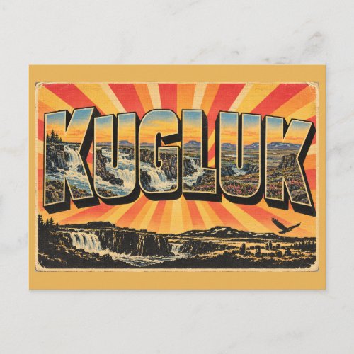 Kugluk NU Waterfall Tundra Arctic Park Art Postcard