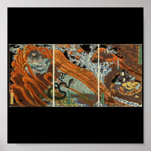 Kuji Battle between Samurai. About 1860. Japan. Poster