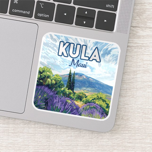 Kula Maui Haleakala Hawaii Lavender Retro Sticker (Detail)