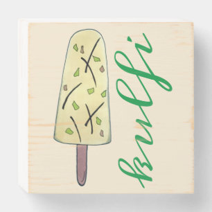 Kulfi Qulfi Indian Food Ice Cream Frozen Dessert Wooden Box Sign