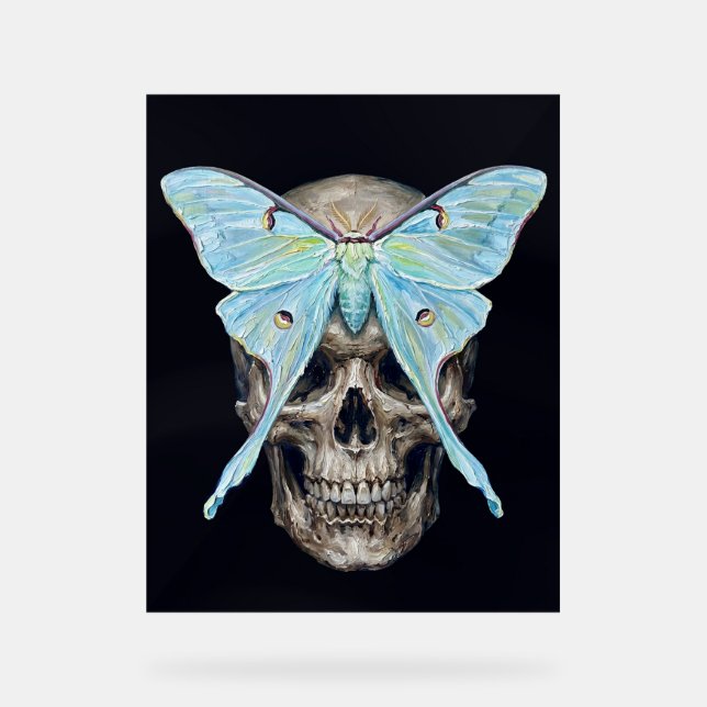kull and Luna Moth — Memento Mori Impasto Poster (Front)