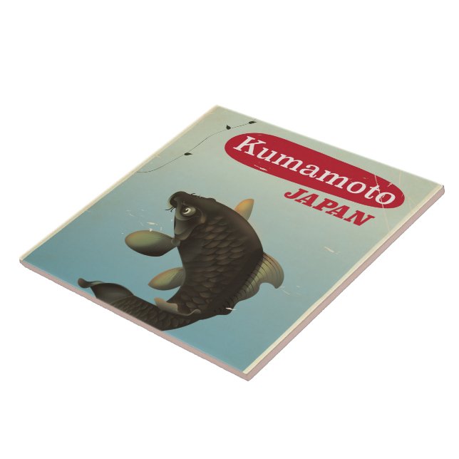 Kumamoto Japan vintage style travel poster Ceramic Tile (Side)