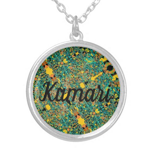 Kumari abstract art  cursive silver plated necklace