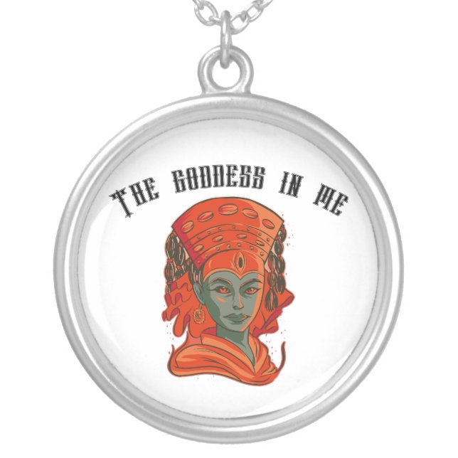 Kumari – Divine Feminine Goddess Art Silver Plated Necklace (Front)