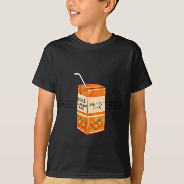 Kumquat Japanese Fruit Juice Japan Kanji Boys Girl T-Shirt (Front)