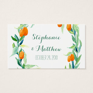 Kumquat Laurel Leaf Wreath Wedding Favor Gift Tags