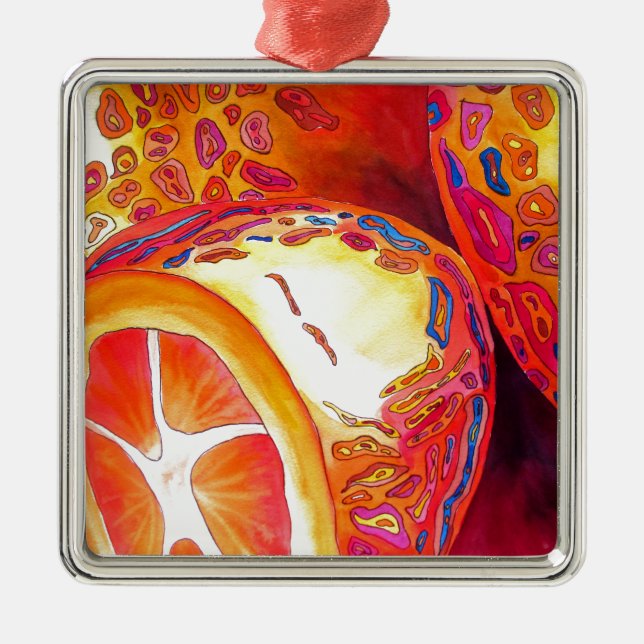 Kumquats orange citrus watercolour fruit art metal ornament (Front)