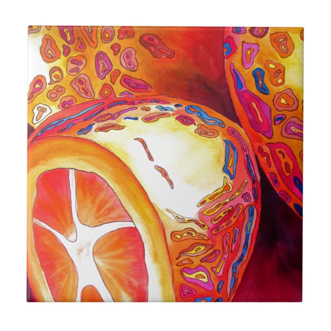Kumquats orange citrus watercolour fruit art tile (Front)