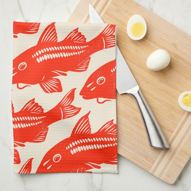 Kumu Hawaiian goatfish Kitchen Towel (Quarter Fold)