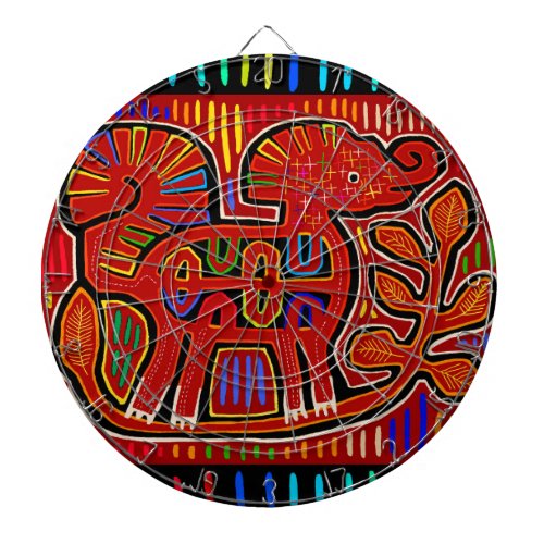 Kuna Indian Baby Elephant _ Mola Folk Art Dart Board