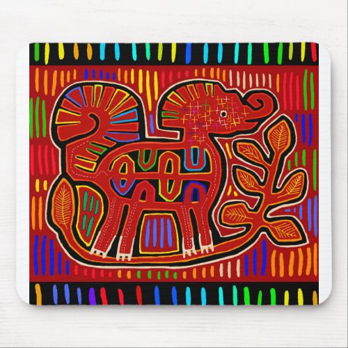 Kuna Indian Baby Elephant _ Mola Folk Art Mouse Pad