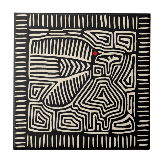 Kuna Indian Black Bird Tile (Front)