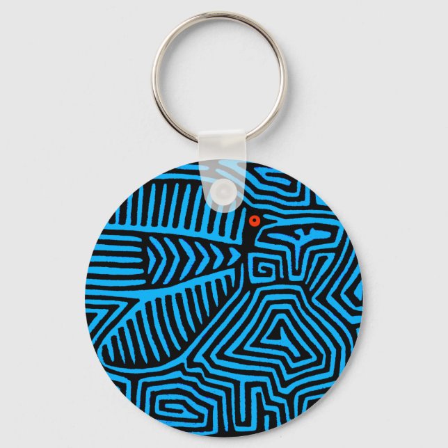 Kuna Indian Blue Bird Keychain (Front)