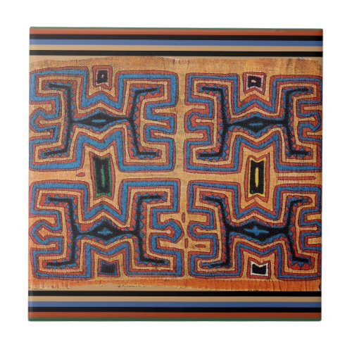 Kuna Indian Canoe Spirits Ceramic Tile