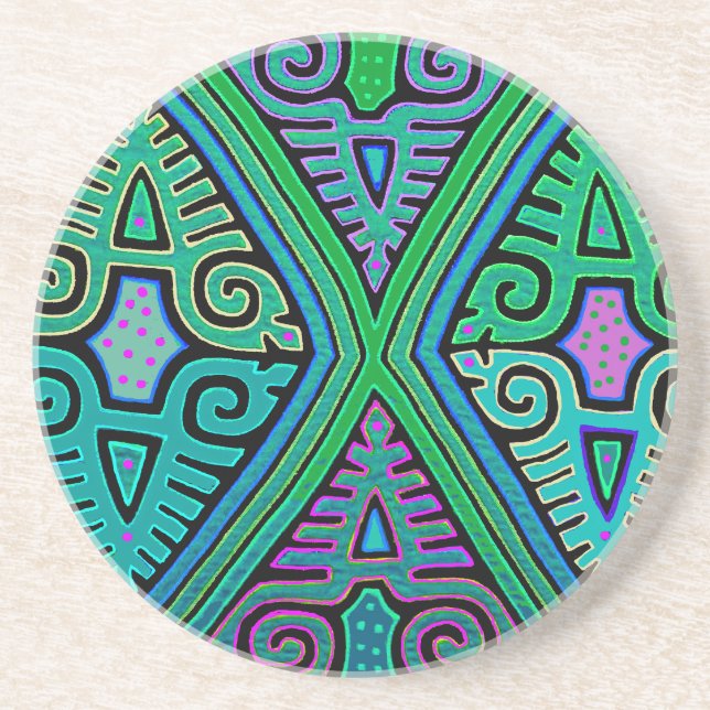 Kuna Indian Diamond Mola Coaster (Front)