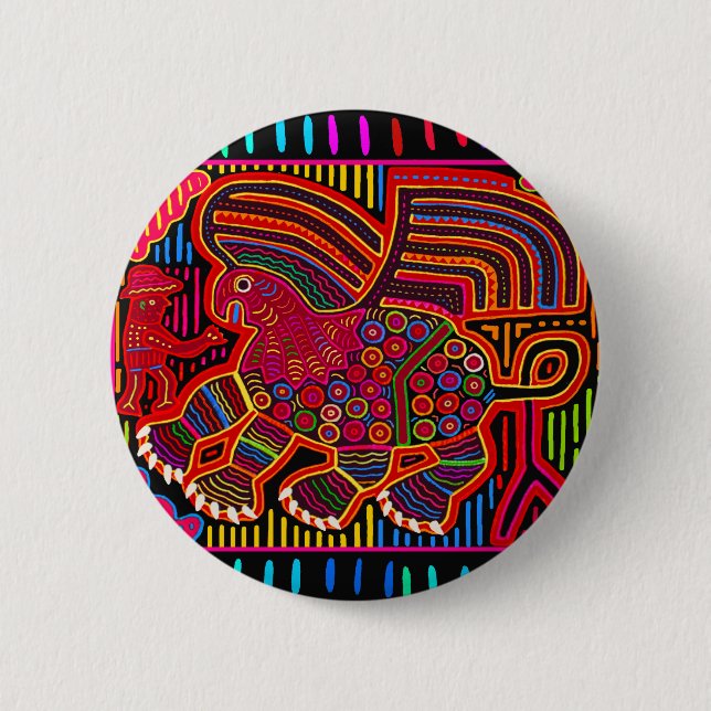 Kuna Indian Friendly Dragon Mola Button (Front)