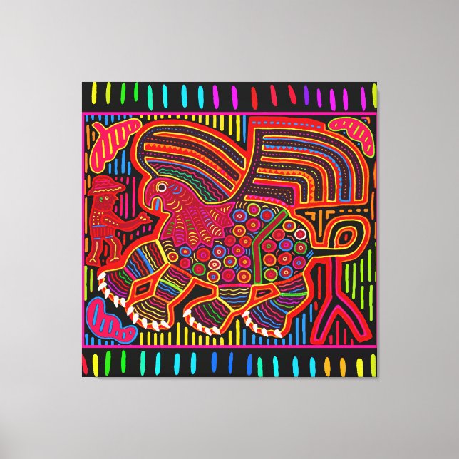 Kuna Indian Friendly Dragon Mola Canvas Print (Front)