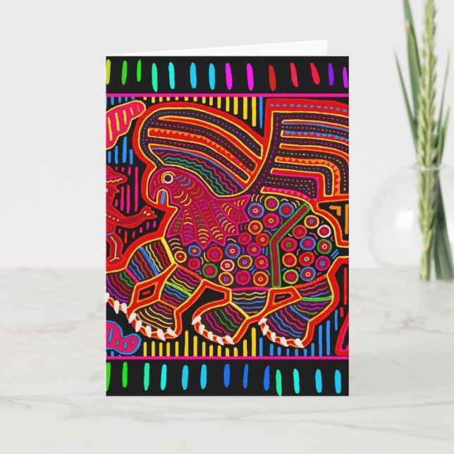 Kuna Indian Friendly Dragon Mola Card (Front)