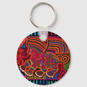 Kuna Indian Friendly Dragon Mola Keychain
