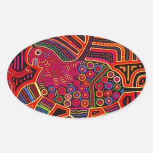 Kuna Indian Friendly Dragon Mola Oval Sticker