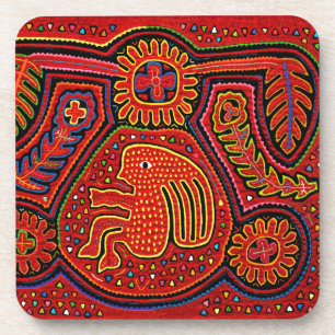 Kuna Indian Girl on a Bicycle Beverage Coaster