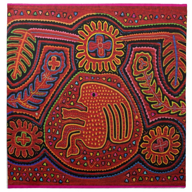 Kuna Indian Girl on a Bicycle Cloth Napkin (Front)