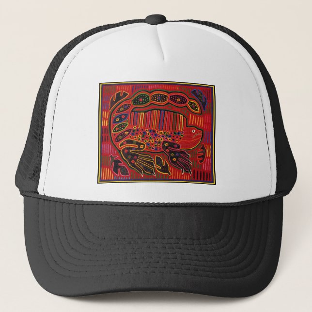 Kuna Indian Iguana Mola Trucker Hat (Front)