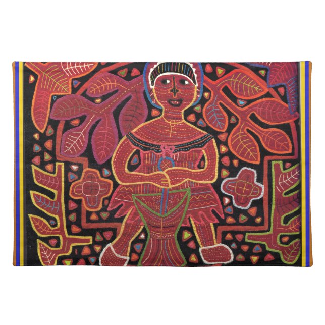 Kuna Indian in Cooking Hut - Tribal Cloth Placemat (Front)