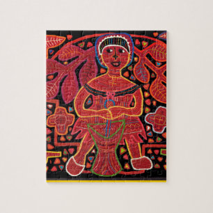 Kuna Indian in Cooking Hut - Tribal Jigsaw Puzzle