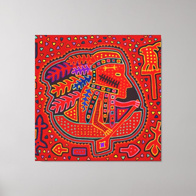Kuna Indian Man in Canoe Canvas Print (Front)