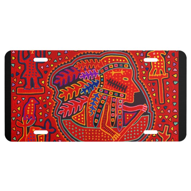 Kuna Indian Man in Canoe License Plate (Front)