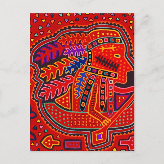 Kuna Indian Man in Canoe Postcard (Front)