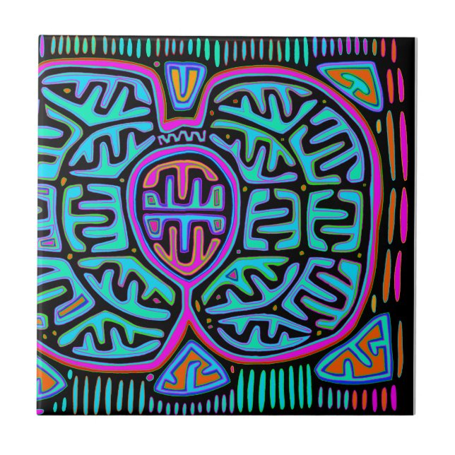 Kuna Indian Mariposa Ceramic Tile (Front)