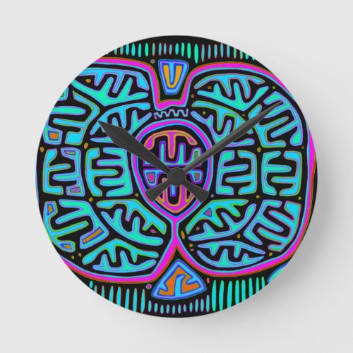 Kuna Indian Mariposa Round Clock