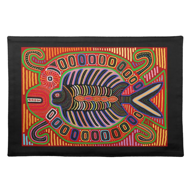 Kuna Indian Mola Collage Cloth Placemat (Front)