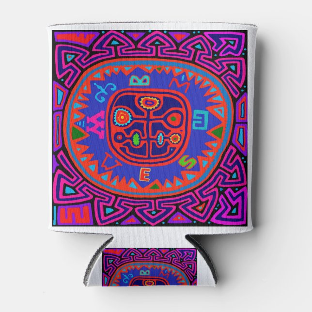 Kuna Indian Mola Compass Can Cooler (Front)