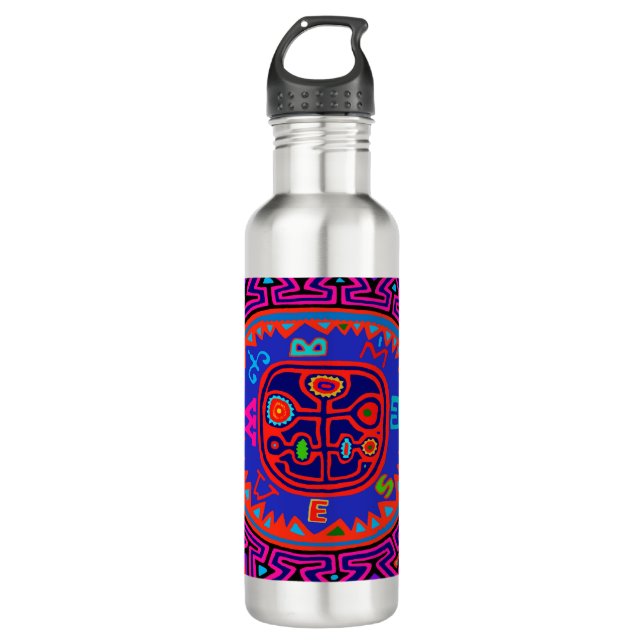 Kuna Indian Mola Compass Stainless Steel Water Bottle (Front)