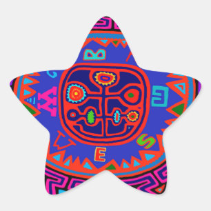 Kuna Indian Mola Compass Star Sticker