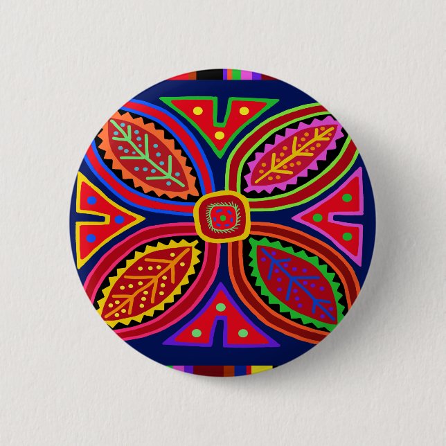 Kuna Indian Mola Flora Button (Front)