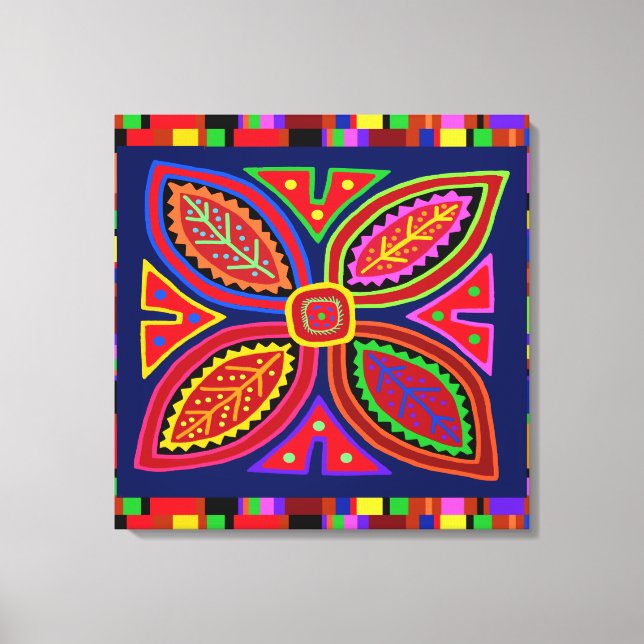 Kuna Indian Mola Flora Canvas Print (Front)