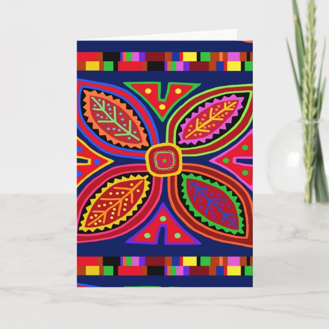 Kuna Indian Mola Flora Card (Front)