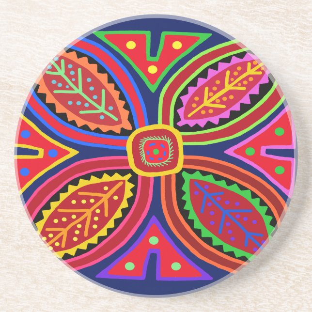 Kuna Indian Mola Flora Coaster (Front)