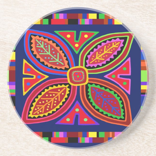 Kuna Indian Mola Flora Coaster (Front)