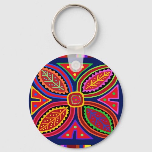 Kuna Indian Mola Flora Keychain