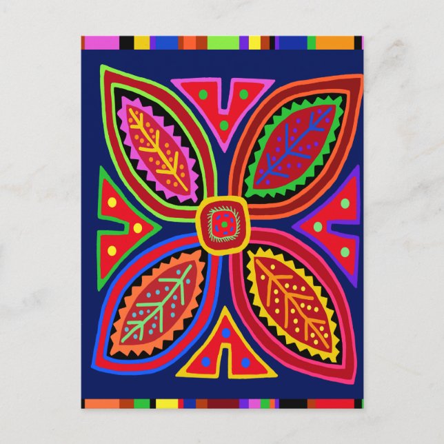 Kuna Indian Mola Flora Postcard (Front)