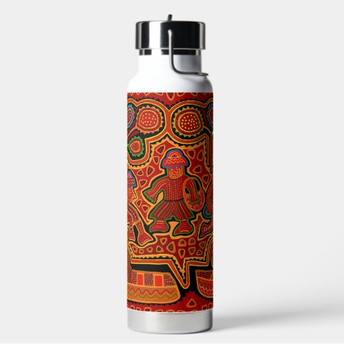 Kuna Indian Mola Men in Boats Water Bottle