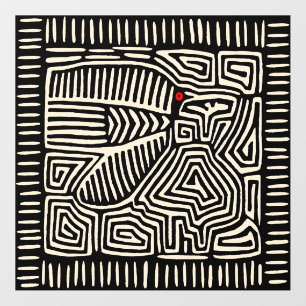 Kuna Indian Mola Pajaro - Black Ivory Floor Decals
